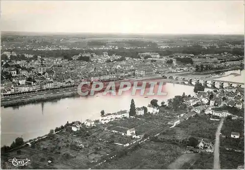 Moderne Karte Saumur (M et L) vue Panoramique Aerienne sur la Loire et la Ville