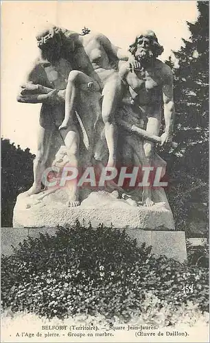 Cartes postales Belfort (Territoire) Square Jean Jaures a l'Age de Pierre Groupe en Marbre