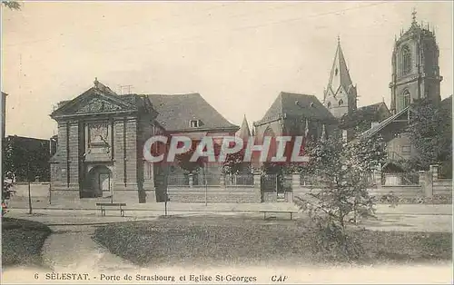Cartes postales Selestat Porte de Strasbourg et l'Eglise St Georges
