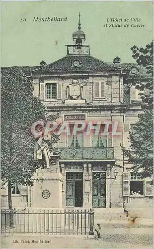 Cartes postales Montbeliard l'Hotel de Ville et Statue de Cuvier