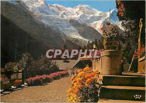 Moderne Karte Chamonix Mont Blanc l'Aiguille du Gouter (3817m) le Mont Blanc (4807m) et le Glacier des Bossons