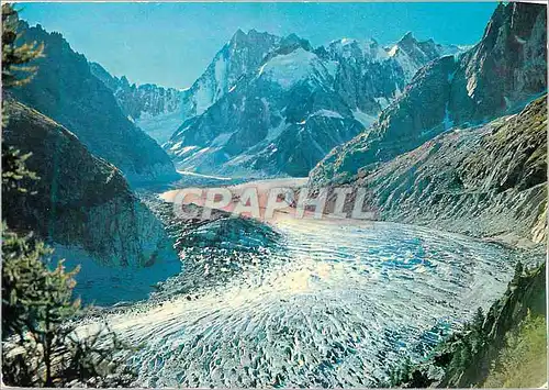 Cartes postales moderne Chamonix Mont Blanc Montenvers m 1909 le Glacier de la Mer de Glace et les Grandes Jorasses m 42