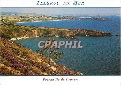 Moderne Karte Telgruc sur Mer Presqu'Ile de Crozon en Bretagne la Plage de Trez Bellec