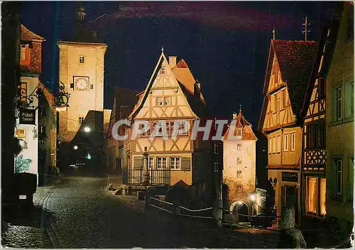 Cartes postales moderne Rothenburg ob der Tauber Plonlein bei Nacht