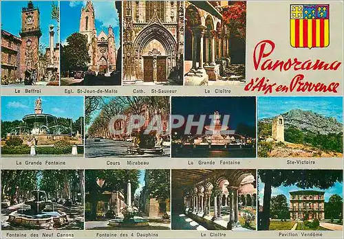 Cartes postales moderne Panorama d'Aix en Provence (B du R) Le beffroi St Jean de Malte Le cloitre