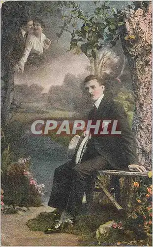 Cartes postales Homme Couple assis Chapeau