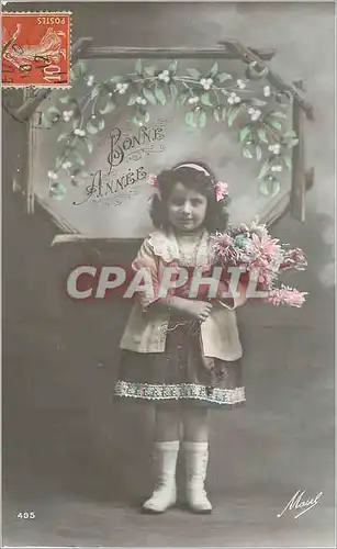Ansichtskarte AK Bonne Annee Enfant Fleurs Bouquet