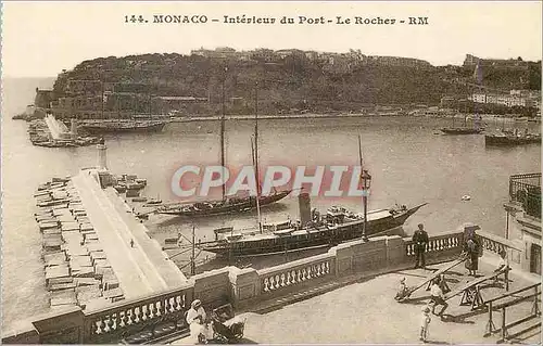 Cartes postales Monaco Interieur du Port Le Rocher Bateaux