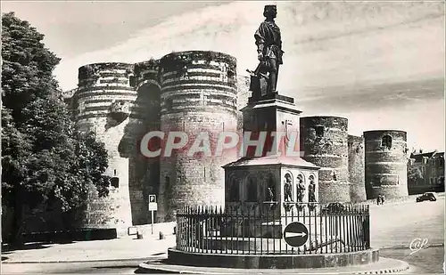 Moderne Karte Angers Le Chateau et Statue du Roi Rene