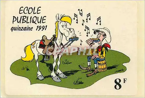 Autocollant Ecole Publique Quinzaine 1991 Lucky Luke Morris