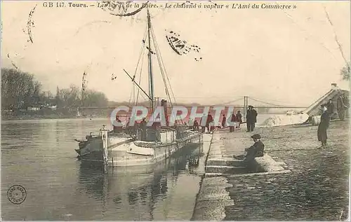 Cartes postales Tours Les Bords de la Loire Le chaland a Vapeur (L'Ami du Commerce Bateau Peniche