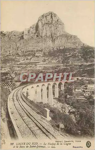 Cartes postales Ligne du Sud Le Viaduc de la Cagne et le Baou de Saint Jeannet