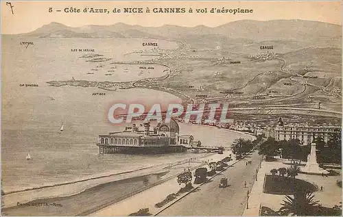 Cartes postales Cote d'Azur de Nice a Cannes a vol d'aeroplane