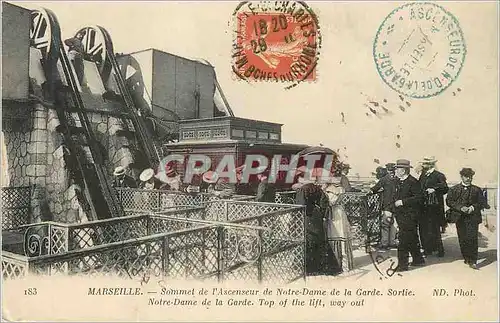 Cartes postales Marseille Sommet de l'Ascenseur de Notre Dame de la Garde Sortie Notre Dame de la Garde
