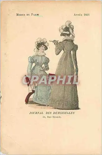 Cartes postales Modes de Paris Annee 1821 Journal des Demoiselles