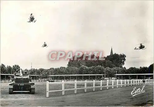 Moderne Karte Saumur Le Carrousel Militaire Helicoptere Char d'assaut Tank Militaria