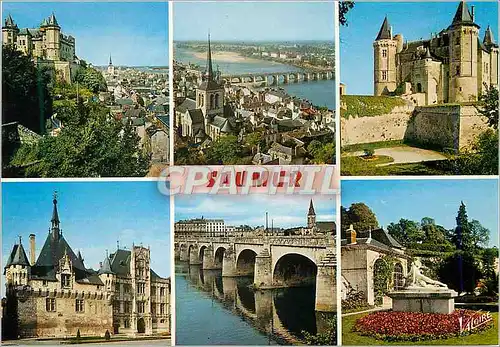 Cartes postales moderne Saumur (Maine et Loire) Les Merveilles du Val de Loire Le Chateau dominant la Ville L'Eglise St