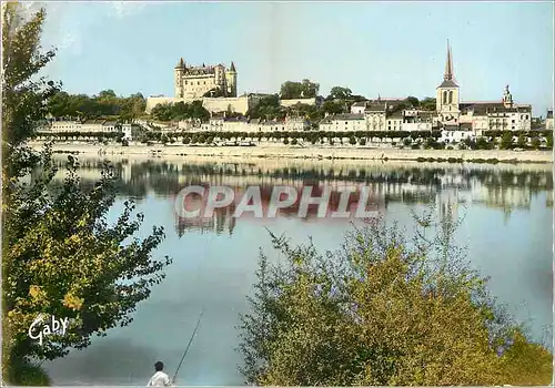 Cartes postales moderne Saumur (Maine et Loire) La Loire Le Chateau et l'Eglise Saint Pierre Peche