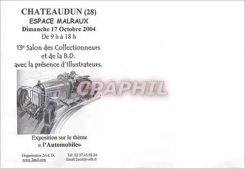 Enveloppe Exposition sur le Therme l'Automobile Chateaudun Espace Malraux Dimanche 17 Octobre 2004 d
