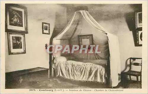 Cartes postales Combourg (I et V) Interieur du Chateau Chambre de Chateaubriand