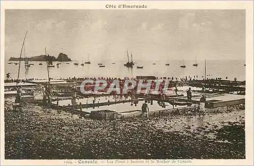 Cartes postales Cancale Cote d'Emeraude Les Pares a Huitres et le Rocher de Cancale