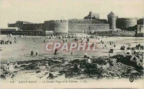 Ansichtskarte AK Saint Malo La Grande Plage et le Chateau