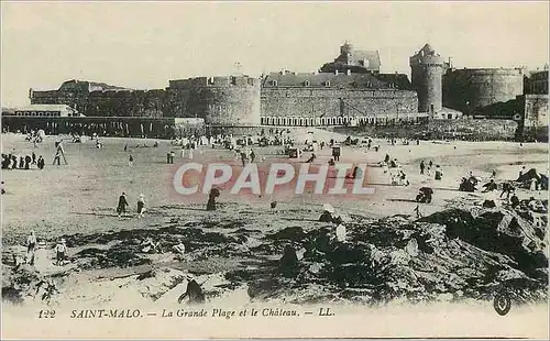 Cartes postales Saint Malo La Grande Plage et le Chateau