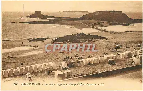 Ansichtskarte AK Saint Malo Les Deux Beys et la Plage de Bon Secours