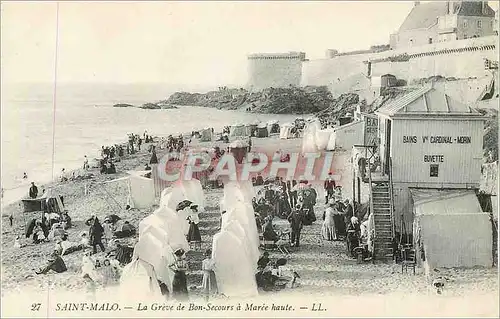 Cartes postales Saint Malo La Greve de Bon Secours a Maree Haute Bains Cardinal Morin Buvette