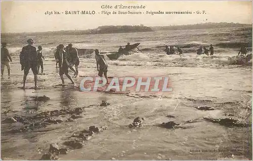 Cartes postales Saint Malo Cote d'Emeraude Plage de Bons Secours Baignades Mouvementees