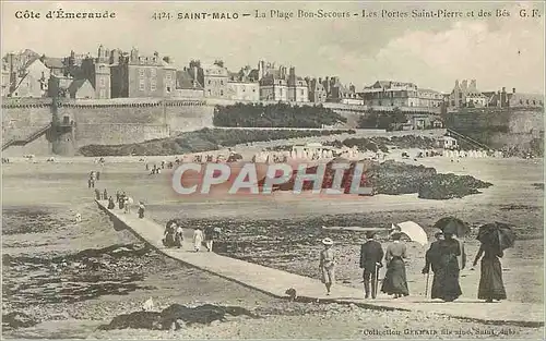 Ansichtskarte AK Saint Malo Cote d'Emeraude La Plage Bon Secours Les Portes Saint Pierre et des Bes