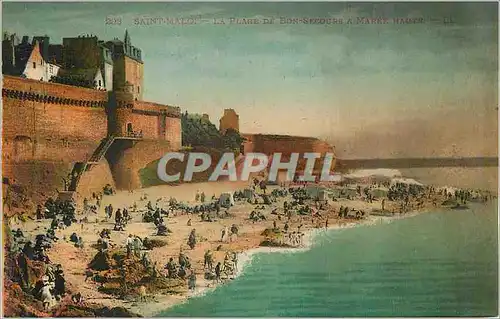 Cartes postales Saint Malo La Plage de Bon Secours a Maree Haute