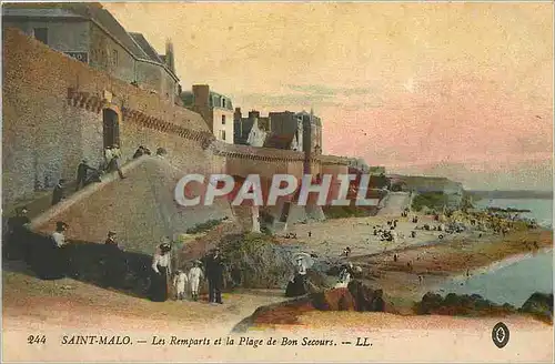 Ansichtskarte AK Saint Malo Les Remparts et la Plage de Bon Secours