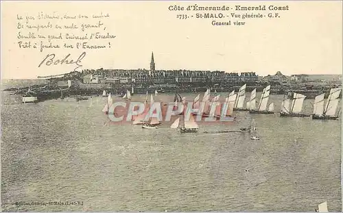 Ansichtskarte AK Saint Malo Cote d'Emeraude Vue Generale Bateaux