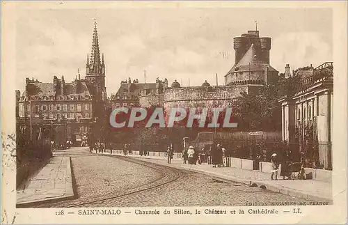 Cartes postales Saint Malo Chaussee du Sillon Le Chateau et la Cathedrale