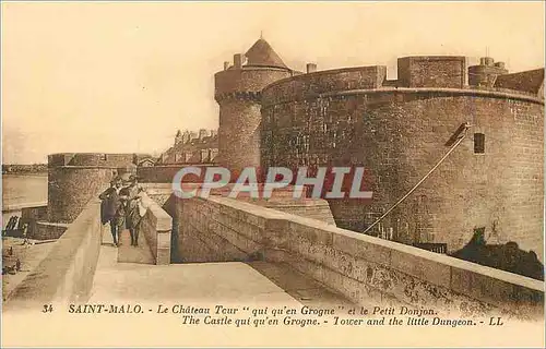 Ansichtskarte AK Saint Malo Le Chateau Tour Qui qu'en Groigne et le Petit Donjon