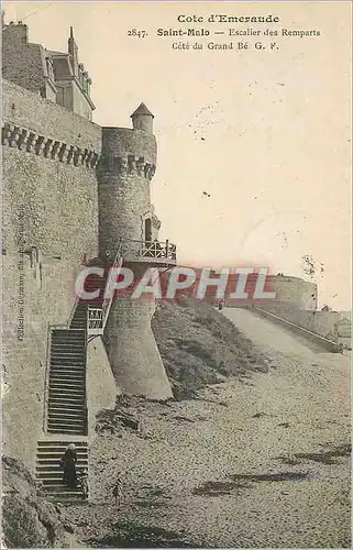 Cartes postales Saint Malo Cote d'Emeraude Escalier des Remparts Cote du Grand Be