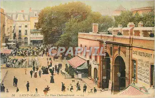 Cartes postales Saint Malo La Place Chateaubriand Cafe Restaurant