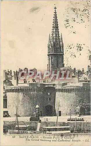 Ansichtskarte AK Saint Malo Grande Porte et Clocher Bateaux