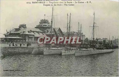 Cartes postales Saint Malo Torpilleurs dans le Bassin Le Casino Bateaux