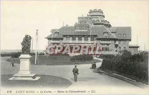 Ansichtskarte AK Saint Malo Le Casino Statue de Chateaubriand