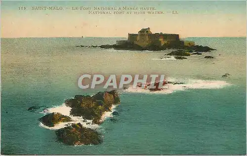 Ansichtskarte AK Saint Malo le Fort National a Maree Haute