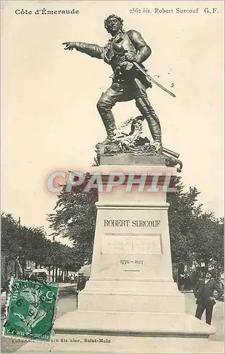 Ansichtskarte AK Saint Malo Cote d'Emeraude Statue de Robert Surcouf