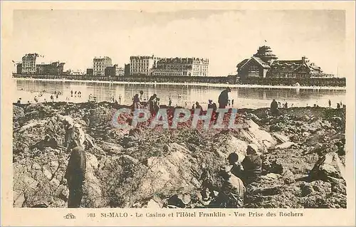 Cartes postales Saint Malo Le Casino et l'Hotel Franklin Vue Prise des Rochers