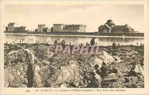 Cartes postales Saint Malo Le Casino et l'Hotel Franklin Vue Prise des Rochers