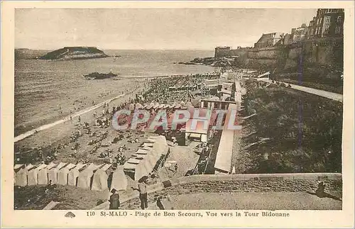 Ansichtskarte AK Saint Malo Plage de Bon Secours Vue vers la Tour Bidouane