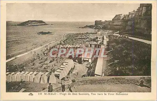 Cartes postales Saint Malo Plage de Bon Secours Vue vers la Tour Bidouane