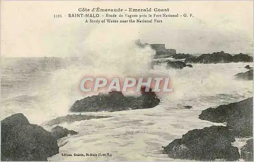 Cartes postales Saint Malo Cote d'Emeraude Etude de Vagues pres le Fort National