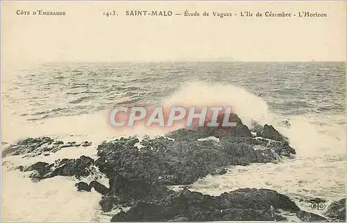 Ansichtskarte AK Saint Malo Cote d'Emeraude Etude de Vagues L'Ile de Cezembre L'Horizon