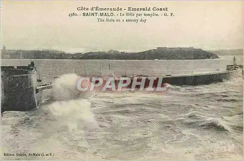 Cartes postales Saint Malo Cote d'Emeraude Le Mole par Tempete